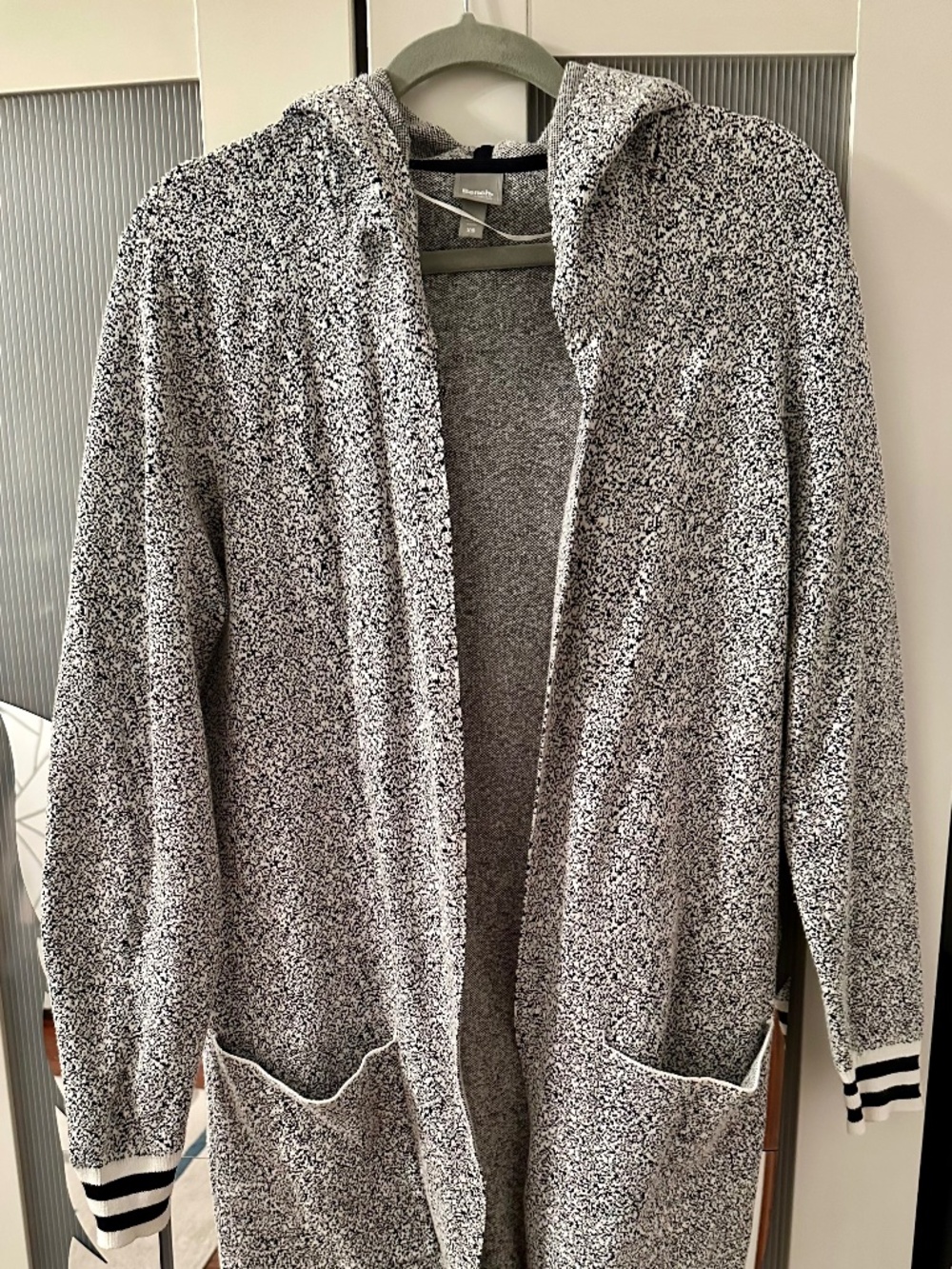 Bench Long Gray White Hooded Cardigan Cotton US XS